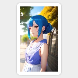 Anime Girl With Blue Hair 03 Sticker